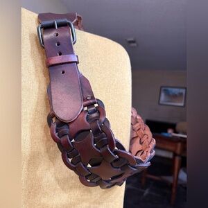 Women’s Ultra Wide 3” Braided Leather Belt - Brown